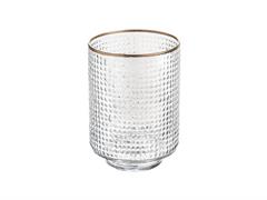 BUGIA VETRO PIXEL C/BORDO ORO D15 H21 TRASPARENTE