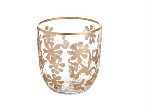 PORTA TEALIGHT VETRO FLOWERS D11 H12 TRASPARENTE