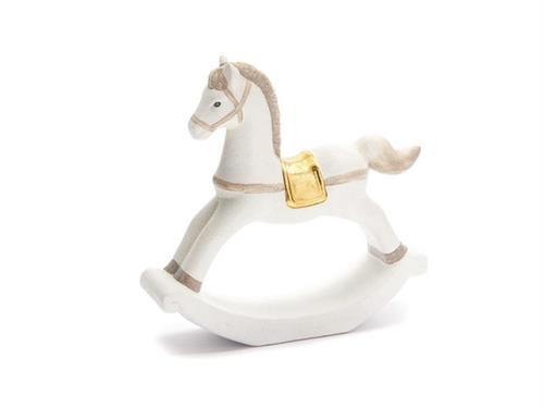 CAVALLO A DONDOLO CERAMICA CM30X29 BIANCO GLITTER/ORO