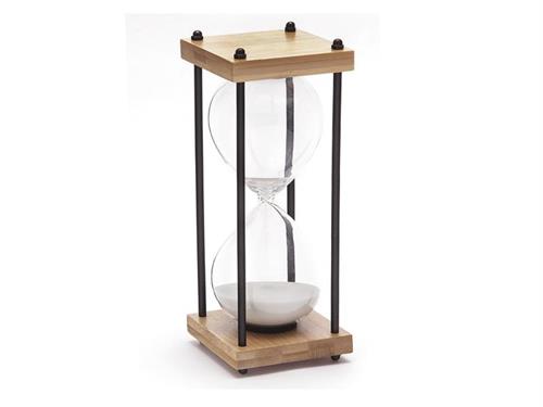 CLESSIDRA VETRO C/STRUTTURA LEGNO E METAL CM10X25 BIANCO