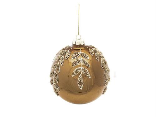 DECORAZIONE SFERA VETRO LEAVES CM12 AMBRA