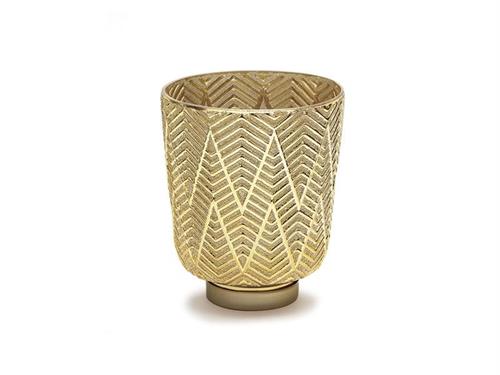 VASO VETRO ZIGZAG CM16X19 ORO