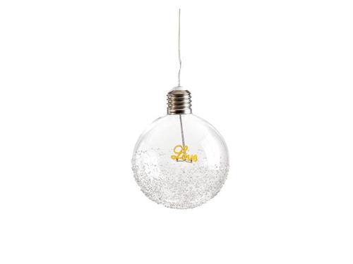 SFERA PENDENTE VETRO C/SCRITTA LOVE LUMINOSA A BATTERIA CM15 LUCE CA