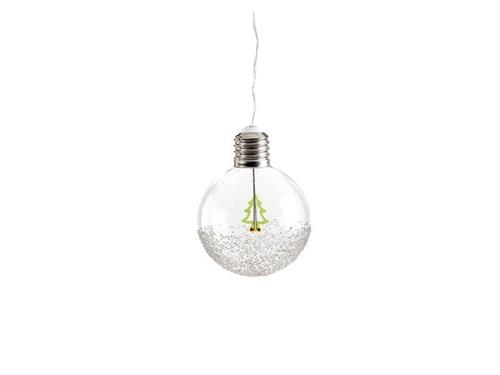 SFERA PENDENTE VETRO C/ALBERELLO LUMINOSO A BATTERIA CM12 VERDE
