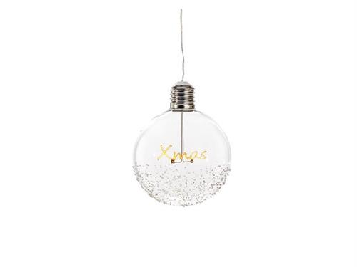 SFERA PENDENTE VETRO C/SCRITTA XMAS LUMINOSA A BATTERIA CM15 LUCE CA