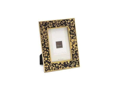 PORTAFOTO RETTANGOLARE FLEURS CM17X22 ORO/NERO