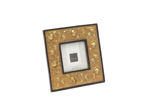 PORTAFOTO QUADRATO FLOREAL CM21X21 ORO/NERO