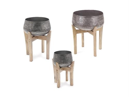 SET 3PZ CASPO' ALLUMINIO C/PIEDI LEGNO MAX CM54X50 ANTRACITE