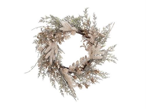 CORONA CM60 C/CIPRESSO GHIACCIATO E PERLE ORO