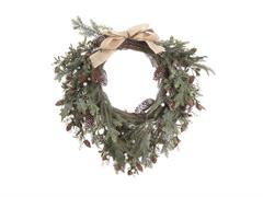 CORONA ABETE CM73 C/AGRIFOGLIO E PERLE VERDE