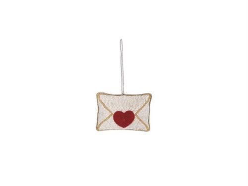 DECORAZIONE IMBOTTITA PERLINE ENVELOPE HEART CM8X6 MULTI