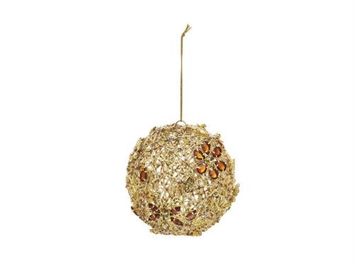 DECORAZIONE SFERA TANGLED C/PIETRE CM15 ORO/AMBRA