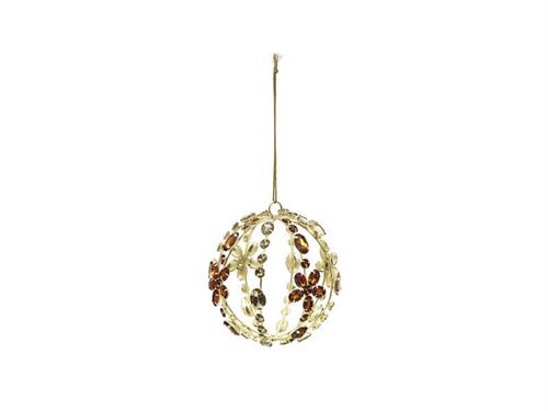 DECORAZIONE SFERA PRECIOUS C/PIETRE CM11 ORO/AMBRA