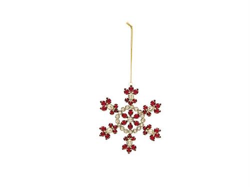 DECORAZIONE SNOWFLAKE C/PIETRE CM15 ORO/AMBRA