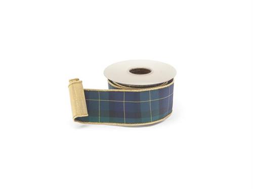 NASTRO DECORATIVO TARTAN C/BORDO ORO 4,5MT H7CM PETROLIO