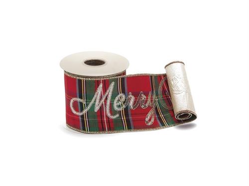 NASTRO DECORATIVO TARTAN C/SCRITTA MERRY CHRISTMAS 4,5MT H10CM MULTI