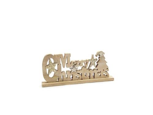 SCRITTA MERRY CHRISTMAS LEGNO CM48X22 NATURAL/GLITTER