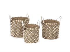 SET 3PZ CESTI COUNTRY CILINDRICI CM35X50-33X48-30X39 NATURAL/BIANCO