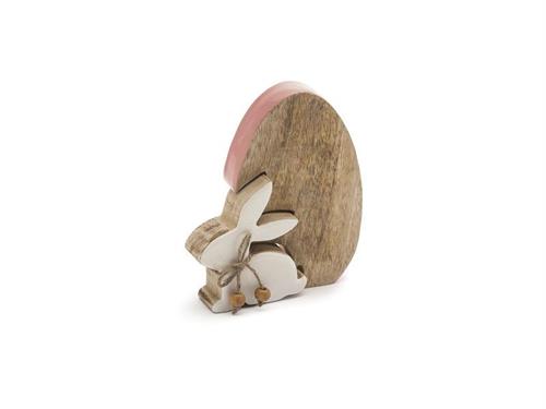 UOVO C/CONIGLIETTO LEGNO PUZZLE CM12X14 NATURAL/BIANCO/ROSA