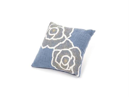CUSCINO COTONE C/ROSE RICAMATE CM45X45 (C/FILLER) BLU/CREMA
