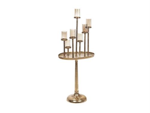 CANDELABRO ALLUMINIO C/ALZATA E 7 FUOCHI CM54X122 ORO