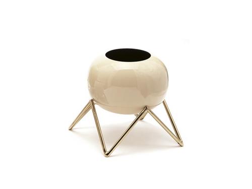 VASO BOULE METAL C/STAND CM43X33 CREMA
