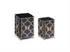 SET 2PZ CONTENIT. DIPINTI A MANO BUTTERFLY CM24X24X34 BLU/ORO METAL