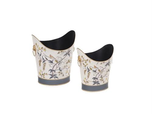 SET 2PZ CONT DIP A MAN FLOWERS CM37X33X29-32X27X24GHIAC/AV/ORO METAL