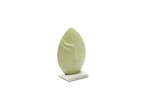 SCULTURA FACE ALLUMINIO SU BASE MARMO CM14X26 VERDE