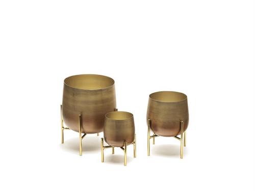 SET 3PZ VASI ALLUMINIO C/BASE CM12X15-18X22-23X26 ORO/BRONZO