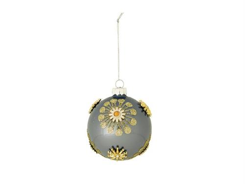 DECORAZIONE SFERA VETRO FLOWERS D10 BLU