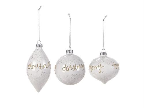 DECORAZIONE VETRO CHRISTMAS CM8-13 BIANCO/ORO