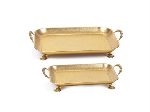 SET 2PZ VASSOI LATTA CM46X31-40X25 ORO