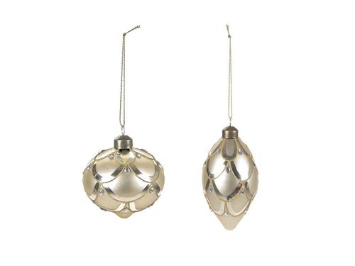 DECORAZIONE VETRO OBELISQUE CM8 ASS GOCCIA-SFERA ORO