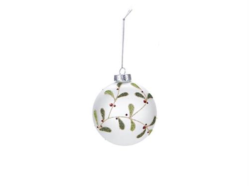 DECORAZIONE SFERA  VETRO FROSTED LEVES D10 BIANCO/VERDE/ROSSO