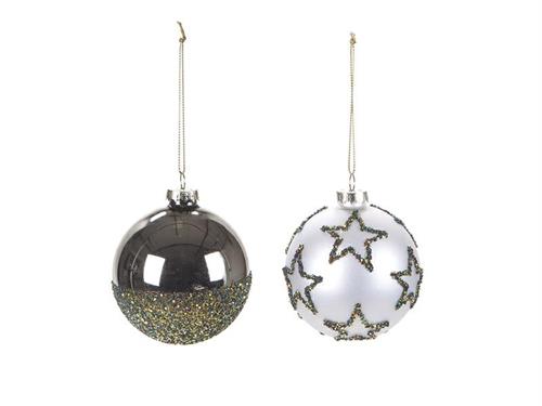 DECORAZIONE SFERA  VETRO GLITTER STAR D8 ASS