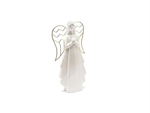 ANGELO PORCELLANA C/ALI METAL ORO CM12X26 BIANCO