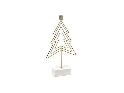 ALBERELLO METAL PORTA TEALIGHT C/BASE PORCELLANA CM23X44  ORO/BIANCO