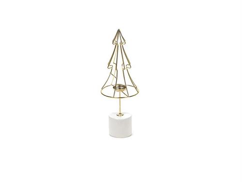 ALBERELLO METAL PORTA TEALIGHT C/BASE PORCELLANA CM15X40 ORO/BIANCO