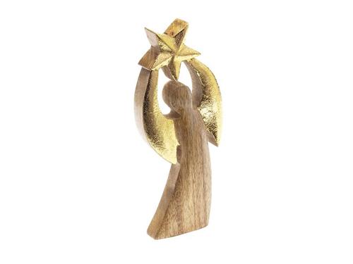 ANGELO LEGNO C/ALI ORO E STELLA CM10X25 ORO/NATURAL