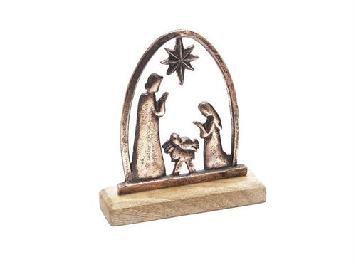NATIVITA' METAL C/BASE LEGNO CM15X20 ANTIQUE COPPER