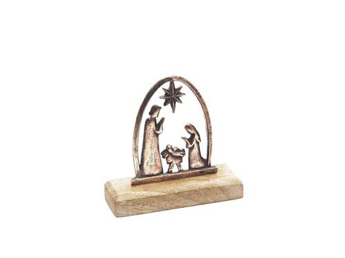 NATIVITA' METAL C/BASE LEGNO CM13X17 ANTIQUE COPPER