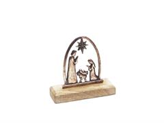 NATIVITA' METAL C/BASE LEGNO CM13X17 ANTIQUE COPPER