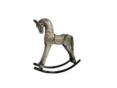 CAVALLO A DONDOLO LEGNO C/BASE METAL CM44X13X52 GRIGIO/NERO