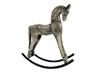 CAVALLO A DONDOLO LEGNO C/BASE METAL CM59X17X68 GRIGIO/NERO
