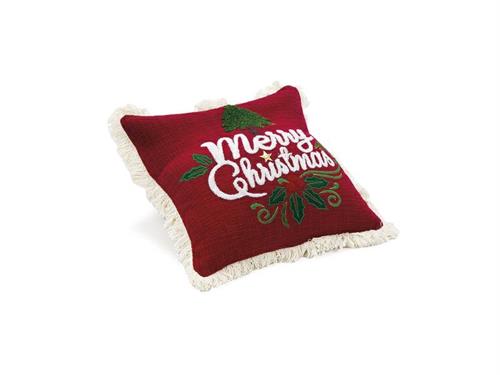 CUSCINO COTONE MERRY CHRISTMAS C/FRANGE CM45X45 (C/FILLER) ROSSO/VER