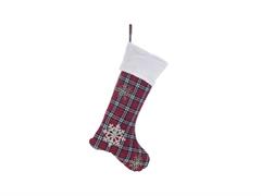 CALZA TARTAN C/SNOWFLAKE E PELLICCIA CM30X50 (C/FILLER) ROSSO/BIANCO