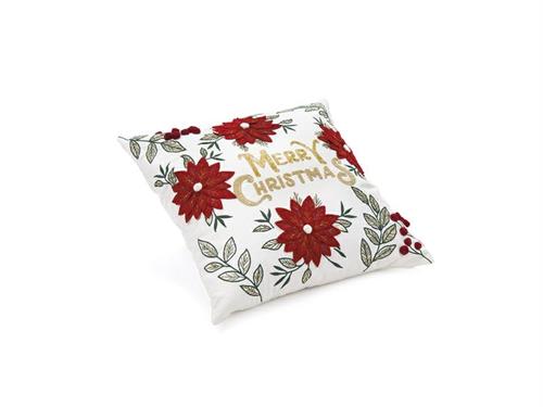 CUSCINO COTONE POINSETTIA CM50X50 C/FILLER BIANCO/ROSSO/VERDE