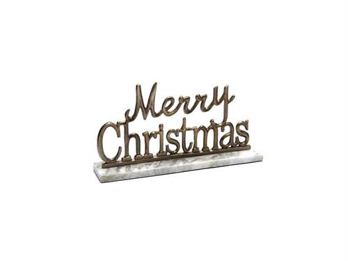 SCRITTA MERRY CHRISTMAS ALLUMINIO SU BASE MARMO CM30X17 BRASS ANTIQU
