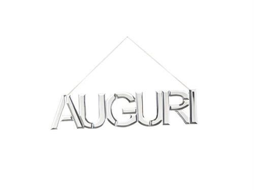 DECORAZIONE PENDENTE AUGURI SPECCHIO CM42X10 SILVER